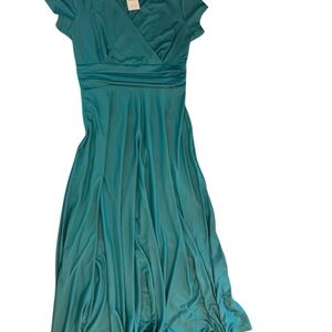 Elegant Teal Wrap Dress